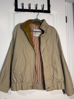 London Fog Khaki Lightweight Shirt Jacket with Mustard Trim